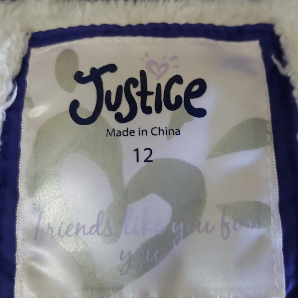 Damaged in‎ flood Justice puff jacket size 12 purple